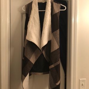 Fur Lined Plaid Layering Vest from Paper Crane